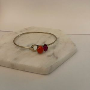 Anthropologie gold bracelet with pink and orange stones